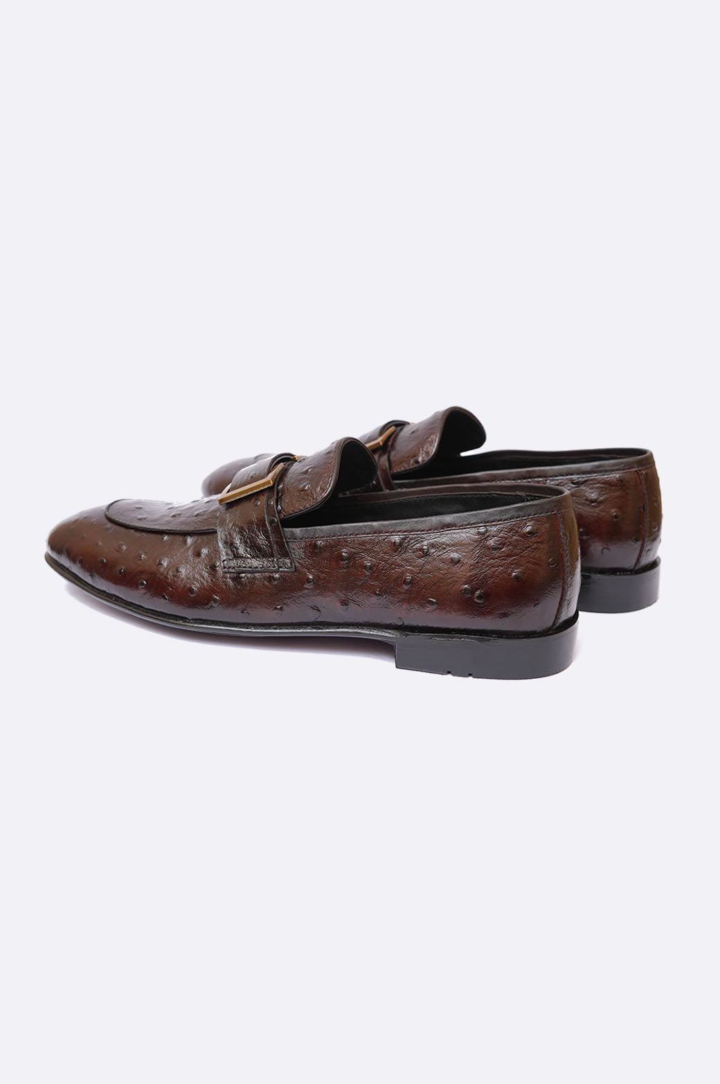 8042 XBR Brown Ostrich Leather Moccasin