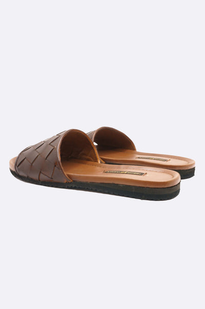 3080 BRA Brown Woven Slipper