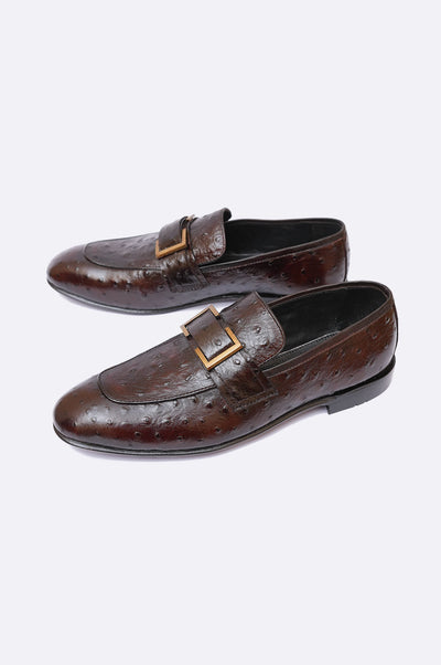 8042 XBR Brown Ostrich Leather Moccasin