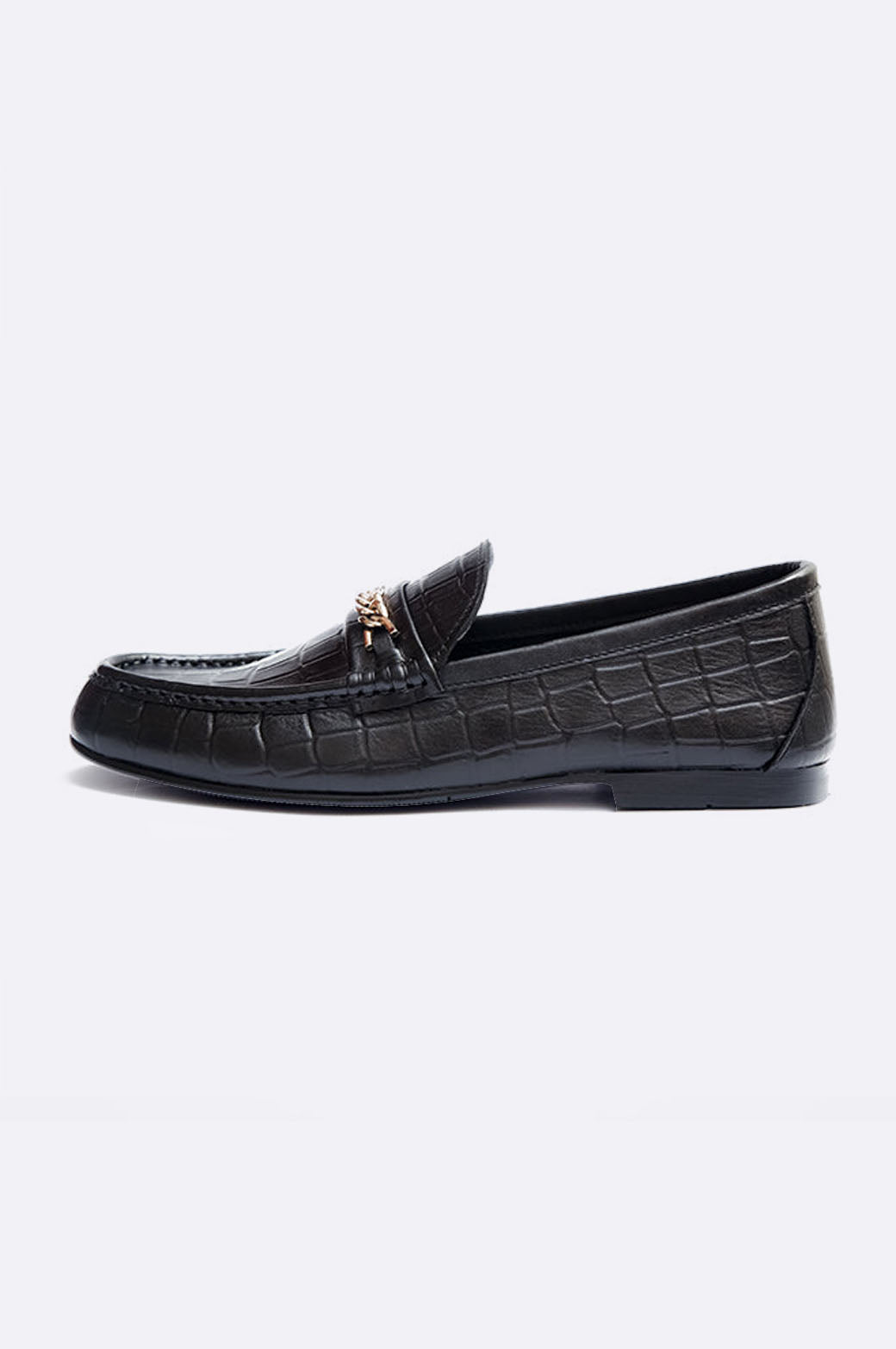 1696 BKA Black Crocodile Leather Moccasin