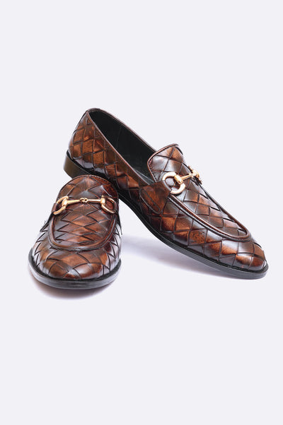 8041 XBR Brown Woven Moccasin