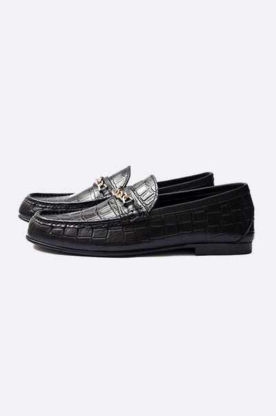 1696 BKA Black Crocodile Leather Moccasin