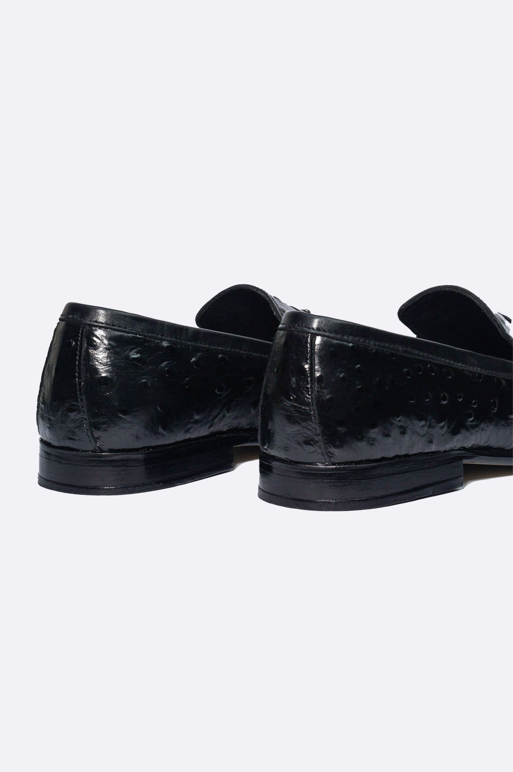 1640 BKA Black Ostrich Moccasin